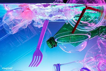 Plastic and other waste polluting the ocean neon background | Free  photo - 2318932