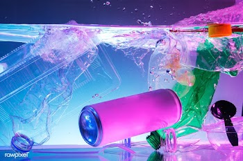 Plastic and other waste polluting the ocean neon background | Free  photo - 2319292