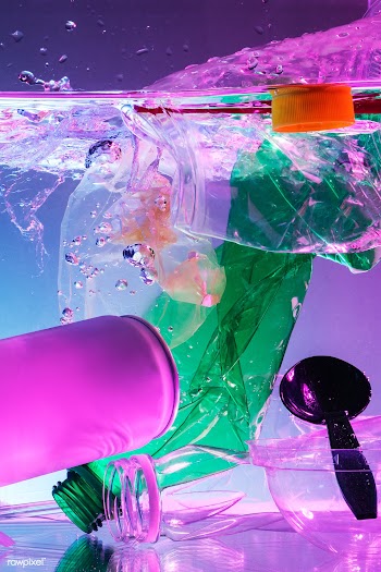 Plastic and other waste polluting the ocean neon background | Free  photo - 2328217