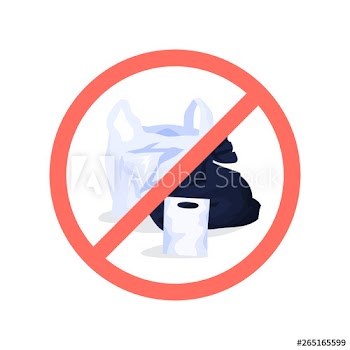 Plastic bags behind stop red sign