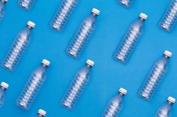 Plastic Bottles On Blue
