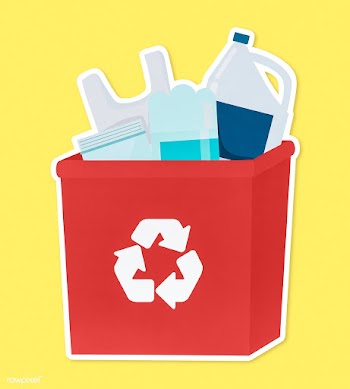 Plastic in a red recycling bin | Free stock psd mockup - 514517