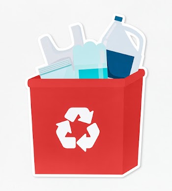 Plastic in a red recycling bin | Free stock psd mockup - 514533