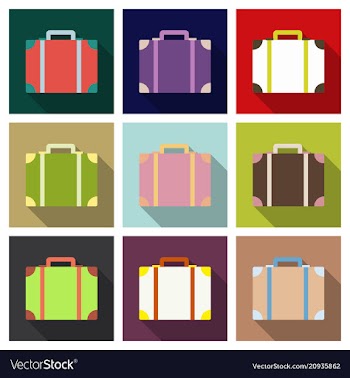Plastic metal leather suitcase bag travel vector image