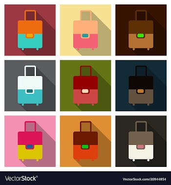 Plastic metal leather suitcase bag travel vector image