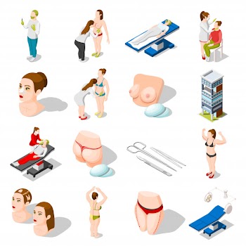 Plastic surgery isometric icons Free Vector