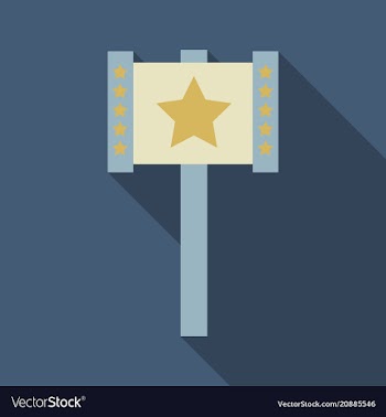 Plastic toy hammer in flat style with shadow vector image