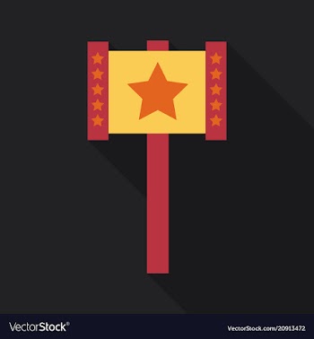 Plastic toy hammer in flat style with shadow vector image