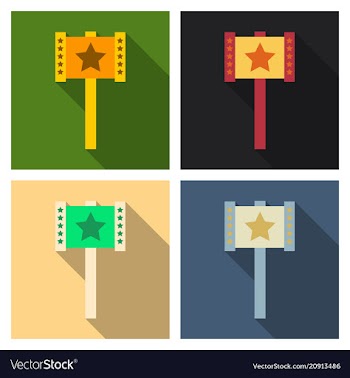 Plastic toy hammer in flat style with shadow vector image