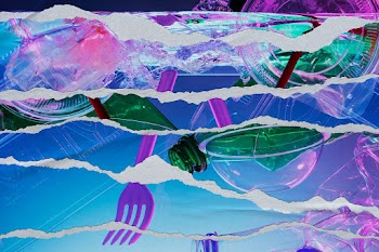 Plastic waste image in torn paper style | Free stock illustration | High Resolution graphic