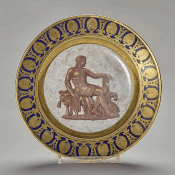 plate, ceramic-porcelain, dark blue with gold | Free Photo - rawpixel