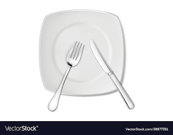 plate with fork and knife isolated on white