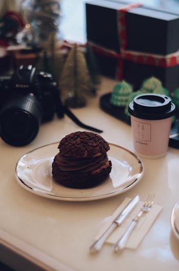 Plated Cake on White Wooden Table