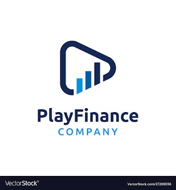 Play icon and business chart bar logo design vector image