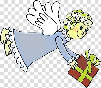 Playdays, angel holding gift box transparent background PNG clipart