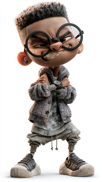 Playful Animated Boy in Urban Wear
