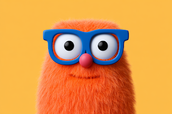 Playful Animated Character with Glasses
