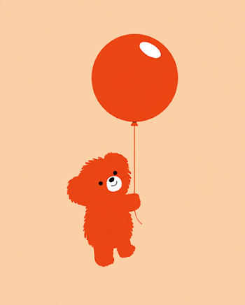 Playful Bear with Balloon