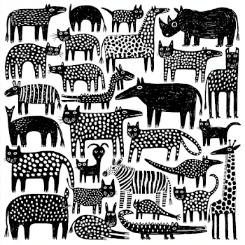 Playful Black and White African Animal Patterns
