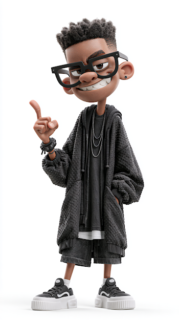 Playful Black Boy in Urban Wear