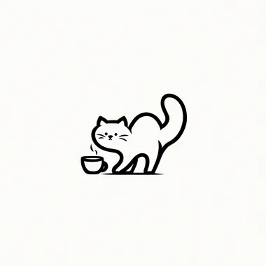 Playful British Shorthair Cat Logo for Café Branding Playful British Shorthair Cat Logo for Café Branding