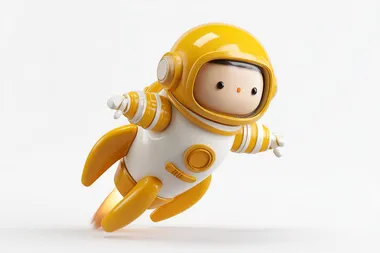 Playful Cartoon Astronaut on a Rocket Playful Cartoon Astronaut on a Rocket