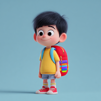 Playful Cartoon Kid in Pixar Style