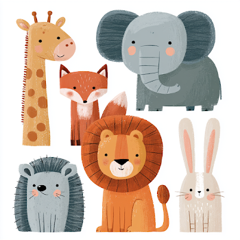 Playful Cartoon Wild Animals Illustration