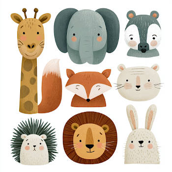 Playful Cartoon Wild Animals Illustration