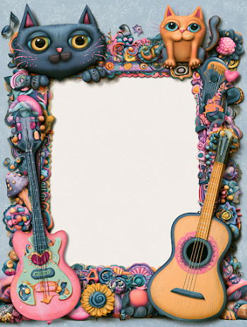 Playful Cat and Guitar Certificate Frame