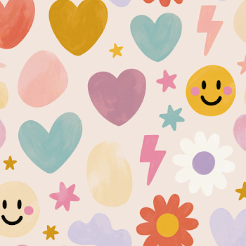 Playful Collage Pattern with Bold Motifs