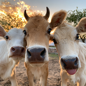 Playful Cows Taking a Close-Up Selfie