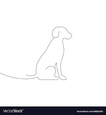 playful dog in continuous line art drawing style