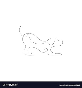 playful dog in continuous line art drawing style