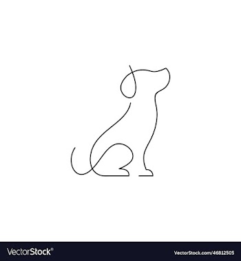 playful dog in continuous line art drawing style