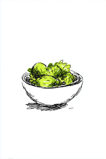Playful Doodle of a Bowl of Greens