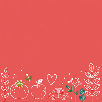 Playful Doodle Sketches on Red Background