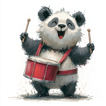Playful Drum Shaking Panda Illustration