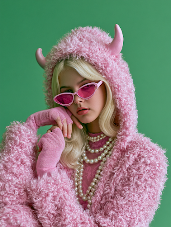 Playful Elegance in Pink: A Trendy Portrait