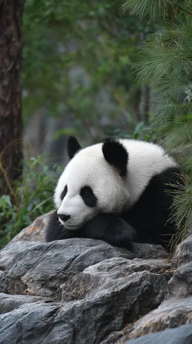 Playful Giant Panda Rolling Down a Hill Playful Giant Panda Rolling Down a Hill