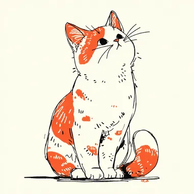 Playful Ginger and White Cat Illustration - Kawaii drawings cute Playful Ginger and White Cat Illustration - Kawaii drawings cute