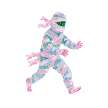 Playful Halloween Mummy with Visible Eye
