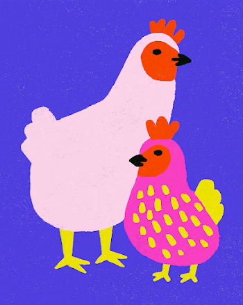 Playful Hand-Drawn Chickens Illustration