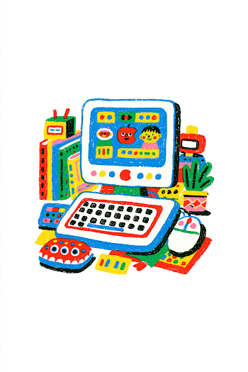 Playful Hand-Drawn Mac Computer Illustration