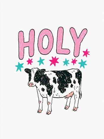 Playful Holstein Cow Illustration