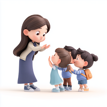 Playful Interaction Between Cartoon Teacher and Students