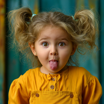 Playful Little Girl Making a Funny Face