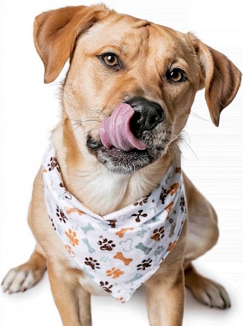 Playful Mixed Breed Dog in Bandana
