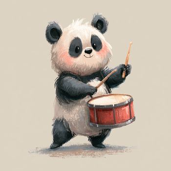 Playful Panda Drummer Illustration