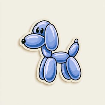 Playful Pastel Blue Balloon Dog Character
